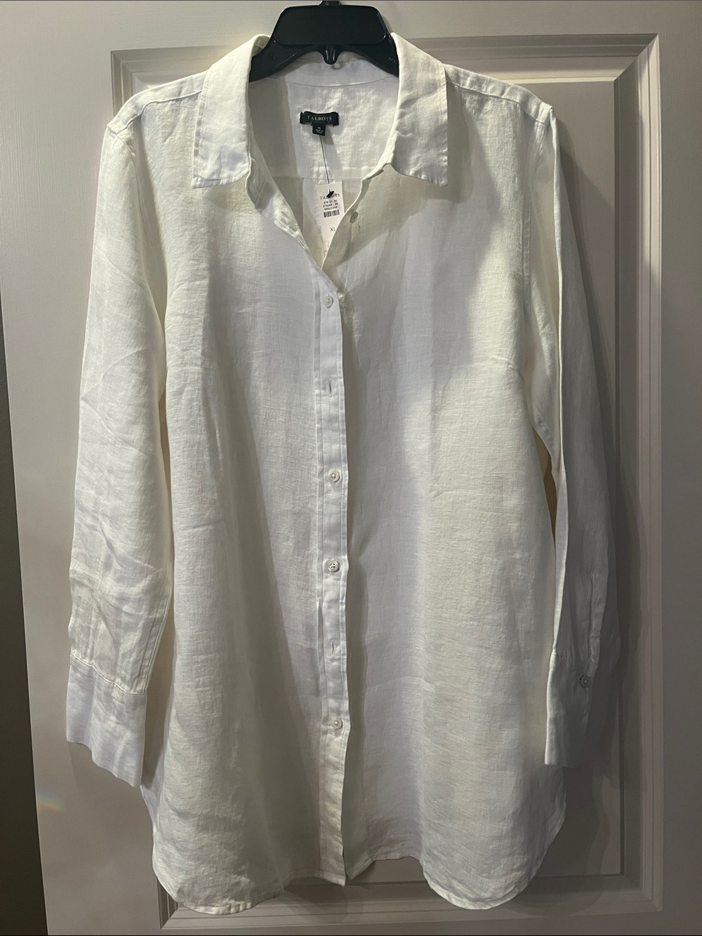 Talbots White Linen Button-Front Tunic